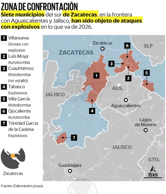 Municipios más peligrosos de Zacatecas // Imagen: El Universal